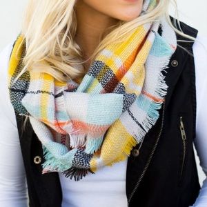 Mint Plaid Infinity Scarf (See Description)